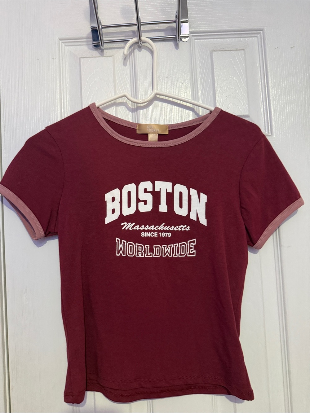Boston Worldwide Short Sleeve Ringer Tee - Burgundy